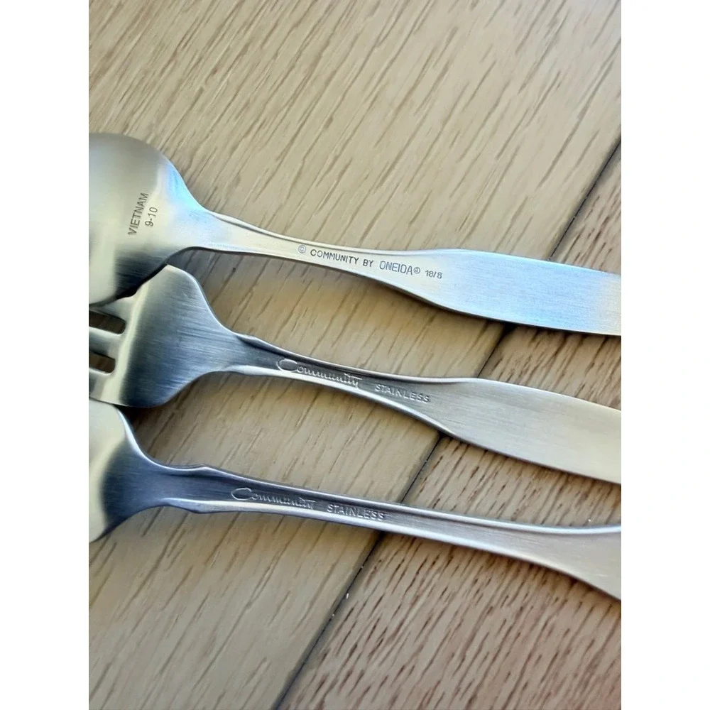 Oneida Community Stainless Steel 3pc Flatware Set Monogram G Fork Spoons